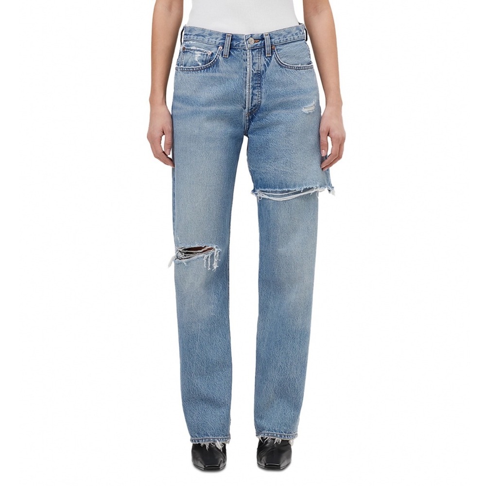 AGOLDE Amryn Double Layer High Rise Straight Leg Jeans Release Blue Size 27 NEW